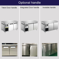 Congelador Comercial de Dos Puertas con Banco de Trabajo, Refrigerador Bajo Mostrador de Acero Inoxidable, Mesa de Preparación de Cocina con Congelador Profundo