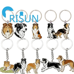 Porte-clés en métal émaillé personnalisé en gros, mignon, avec motif de chien Border Collie, Llavero, porte-clés, <span class=keywords><strong>Sheltie</strong></span>, Berger écossais, émail doux et dur, porte-clés pour chien - Product Image 1