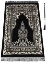 Tapis de prière musulman moderne, tapis de prière islamique, tapis en chenille doux à motifs floraux, écologique, anti-fatigue, épais, en peluche, léger