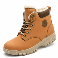Bottes de travail en cuir véritable mi-montantes de haute qualité OEM Chine, avec fourrure, embout en acier anti-écrasement, chaussures de sécurité hiver pour hommes, femmes et unisexe