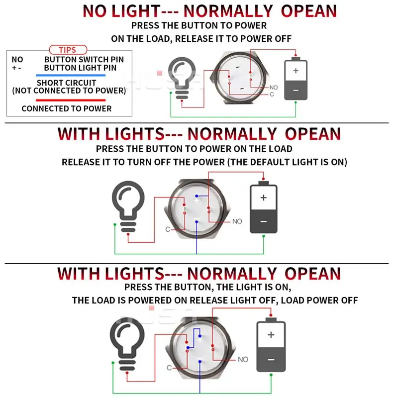 12/16/19/22/25/30mm Short Stroke Mini Waterproof Metal Push Button Switch Power Led Light Momentary 5/12/24/220V black white 1NO