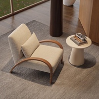 Sillón de Lana de Cordero Estilo Japonés Wabi-Sabi, Suave y Crema, para Sala de Estar, Dormitorio, Balcón y Ocio