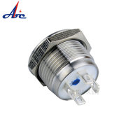 Botón pulsador táctil momentáneo impermeable IP65 de 16 mm tipo anillo LED de tipo corto