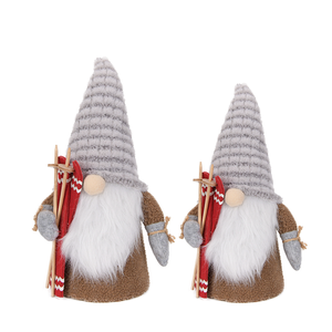 <b>Grey</b> Chenille Cap Sherpa Body Gnome Seasonal Decor Item for Retail Window Scene Custom Size - Product Image 1