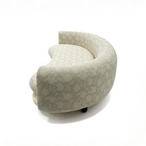 Elegante Divano Curvo a Tre Posti in Tessuto Floreale, Moderno Divano ad Arco per Appartamenti, Ville, Soggiorni, Hall di Hotel, Arredamento Morbido - Product Image 4