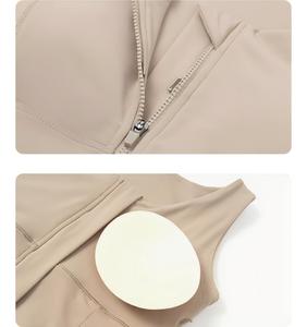 Wholesale Women's Front Zipper Sports <b>Bra</b> Racerback High Impact Workout Yoga Crop Top Buttery Soft Breathable <b>Padded</b> Running <b>Bra</b> - Product Image 3