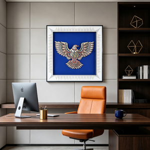 Décoration murale haut de gamme en forme d'aigle sculpté multicouche avec incrustation de diamants, style rétro doré, pour clubs, villas et projets hôteliers - Product Image 3