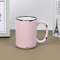 Tasse à café en céramique de bureau vintage de 15oz avec logo personnalisé tasse en porcelaine imitation émail avec poignée pour boire du thé