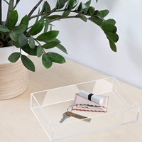 Plateau de service en plastique, pour Bar, café, hôtel, Restaurant, plateau de service, Rectangle de rangement, décor en plastique, plateau en acrylique, avec poignées