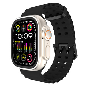 Bracelet en silicone respirant à double boucle Ocean, adapté aux Apple Watch Ultra 9876543210 Series SE - Product Image 3