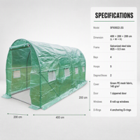 Serre de jardin 4x2x2m avec 12 m² pour la germination de graines en famille