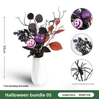Bouquet de citrouilles d'Halloween, feuilles d'érable noires artificielles en plastique, branches mortes, décoration amusante pour la maison et les fêtes, fleur festive