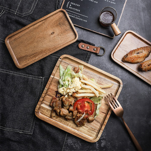Plato rectangular para desayuno, bandeja minimalista de madera maciza, plato de madera estilo japonés para restaurante occidental, venta al por mayor - Product Image 1