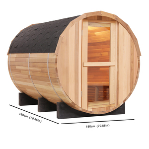 HELIUS Sauna extérieur en tonneau de cèdre rouge-Design de luxe avec chauffage à vapeur, porte en verre-1.8 mètres - Product Image 2