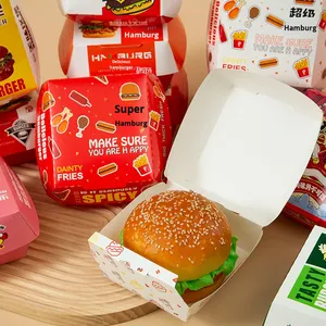 Boîte à hamburger de style épaissi, pliable, pour emporter, emballage commercial pour snacks, boîte d'emballage à usage unique - Product Image 1