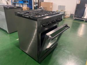 30 pouces 4,63 pieds cubes Cuisinière de cuisine 4 brûleurs à gaz et four électrique à convection, acier inoxydable PVD noir et accents noir mat - Product Image 5