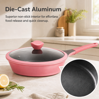 Ensemble d'ustensiles de cuisine en fonte d'aluminium, 14 pièces, modèle coréen classique, revêtu de céramique écologique avec couvercle en verre de silicone