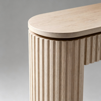 Console moderne en chêne cannelé, table d'entrée/couloir en bois massif nervuré