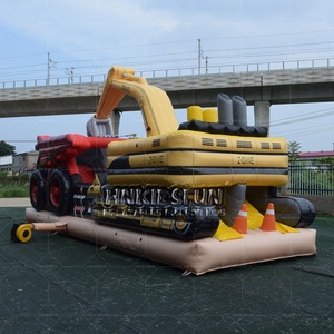Pista de Obstáculos Inflable para Niños, Castillo de Diversión Inflable con Temática de Camiones de Construcción - Product Image 3