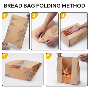 Bolsas de papel para pan Bolsas de papel para hornear con ventana para almacenamiento de alimentos horneados Desayuno Almuerzo Embalaje - Product Image 6