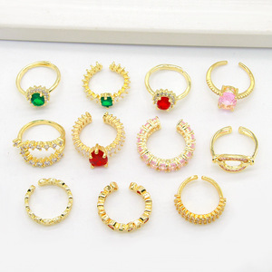 Fashion <b>Rings</b> Gold Plated Copper Geometric Zircon Micro Pave Women's Party Jewelry Accessories - Product Image 1