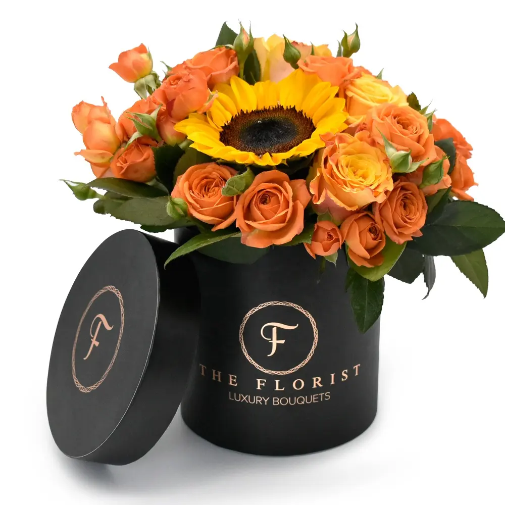 Kotak Hadiah Kemasan Pernikahan Mawar Segar Bulat Kustom Bunga, Kotak Hadiah dari Mawar