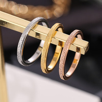 Bague de mariage tendance en acier titane givré version coréenne Fanke, bijoux fins pour couples en acier inoxydable plaqué or rose 18 carats
