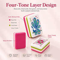 Ensemble de Mahjong américain moderne de luxe romantique rouge rose, 160 tuiles en acrylique, portable pour le divertissement et les rassemblements sociaux