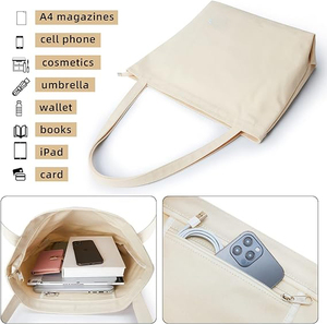 Nouveau sac fourre-tout vintage vert pour femme, grand format, en toile du Zhejiang, avec poche zippée, idéal pour le travail et les voyages - Product Image 2