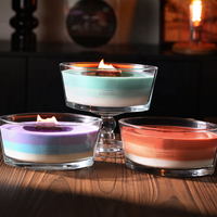Bougie parfumée de luxe à effet crépitant avec cœur en bois, grand pot en verre ovale superposé avec cire de soja, décoration d'intérieur, cadeau d'anniversaire/de Noël