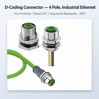Connecteur M12 DIN à montage sur panneau, codes A/B/C/D/L, étanche IP67, mâle/femelle, compatible PCB, 3-17 broches, en stock, expédition rapide