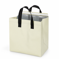 Sac isotherme écologique beige robuste, auto-adhésif, imperméable, avec logo personnalisé en gros, sac à lunch de haute qualité