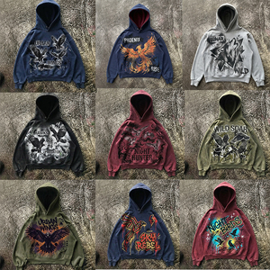 Felpa con Cappuccio 100% Cotone, Stampa Serigrafica Quadrata, Tessuto Terry Pesante, Effetto Sbiadito dal Sole, Logo Personalizzato, Stile Retrò Vintage, Lavaggio Acido - Product Image 3