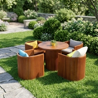 Günstiges Aluminium-Gartenmöbel-Set, Moderne Runde Freizeit-Terrassen-Esstische und -Stühle, Wasserfest und Langlebig