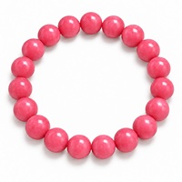 Bracelet en perles rondes de rhodonite rose naturelle, bijoux en pierres précieuses polies, bracelet extensible pour femmes