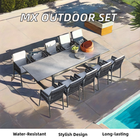 MX extérieur patio rotin salle à manger ensemble 10 chaises longue table moderne design européen avec blanc noir style hôtel adapté fait métal
