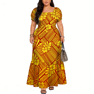Vestido Maxi Floral de Moda para Mujer, Estilo Polinesio con Diseñ<span class=keywords><strong>o</strong></span> Tribal <span class=keywords><strong>Elei</strong></span>, Cuello Redondo, Primavera - Product Image 3