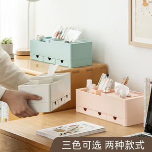 Multifunctional Storage Box Pen Holder Desktop Plastic Organizer With Drawers Minimalist Style Office Supplies Container - Product Image 3