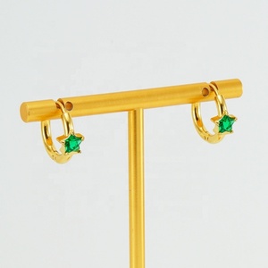 Pendientes de Botón de Circonita Chapados en Oro de Acero Inoxidable Vintage Gaby para Mujer, Forma de Estrella, Regalo de Boda, Joyería para Piercing Corporal - Product Image 2