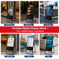 Exhibidor de Carteles Publicitarios Plegable Digital Portátil de 43 Pulgadas con Ruedas para Promoción en Tiendas Minoristas y Restaurantes