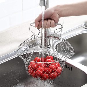 Panier à frites <span class=keywords><strong>pliable</strong></span> en acier inoxydable, filet pour frites et fruits, avec filtre et <span class=keywords><strong>passoire</strong></span> - Product Image 2