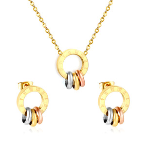 Conjunto de collar y aretes de acero inoxidable con números romanos para mujer, joyería para fiestas. - Product Image 5