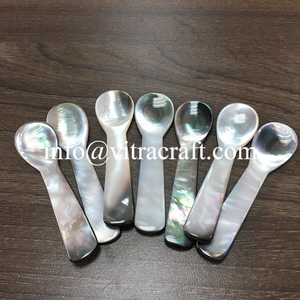 Hermosa cuchara redonda negra de nácar, cuchara de caviar, cuchara de ostra tamaño mini 7cm hecho a mano Vietnam - Product Image 3