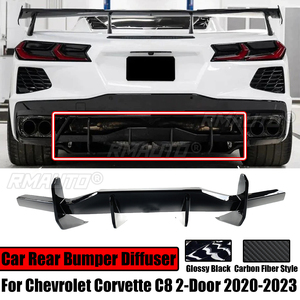 Difusor de Parachoques Trasero para Chevrolet Corvette C8 2020-2023, 2 Puertas, Z51 Stingray, Alerón Tipo Aleta de Tiburón, Kit de Carrocería, Divisor, Negro Brillante, ABS - Product Image 1