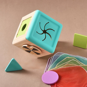 Boîte d'activités Montessori en bois naturel sûr avec miroir en forme de <span class=keywords><strong>chat</strong></span>, jeu d'association pour bébé, <span class=keywords><strong>jouet</strong></span> éducatif d'intérieur - Product Image 5