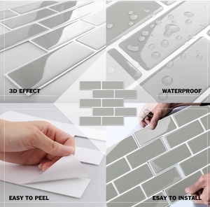 Motif de brique blanche Carrelage mural pelable et autocollant mural imperméable et résistant à l'huile pour la décoration intérieure - Product Image 5