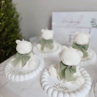 Bougie personnalisée en forme d'ours avec ruban et plateau, bougie parfumée à la cire de soja, cadeau de luxe mignon pour la décoration de la maison, fête, anniversaire, mariage