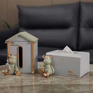 ชุดกล่องกระดาษทิชชู่รูปหมีน้อย ดีไซน์การ์ตูนเรซิ่น สไตล์โมเดิร์นเรียบง่าย ตกแต่งบ้านแบบตั้งพื้น - Product Image 3