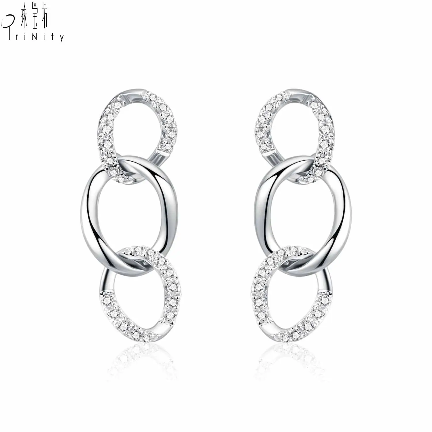 For Women Earring Modern Earring High Quality Jewelry Set 18K White Gold Diamond Drop Earrings For Women