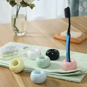 Nordic Ronde Vorm Keramische Tandenborstelhouder Afvoergat Waterdichte standaard voor Familie Badkamer Vanity Aanrecht Organizer Decor - Product Image 4